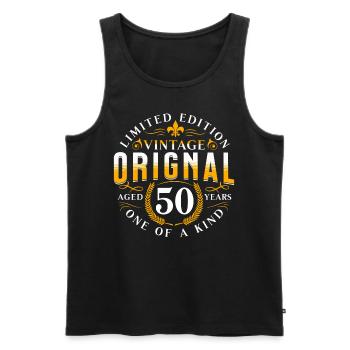 50 Jahre Geschenkidee Vintage Optik 50. Geburtstag - Männer Premium Bio Tank Top - Schwarz - Vorne - Michal (187cm)