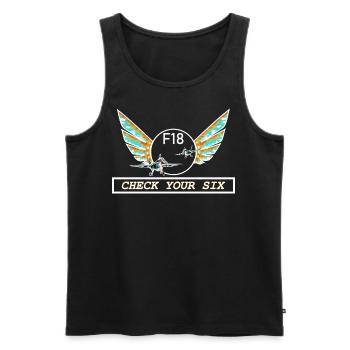 Check Your Six - Men's Premium Organic Tank Top - black - Front - Michal (187cm)