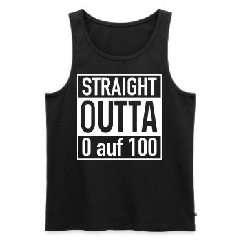 Straight OUTTA 0 auf 100 - Männer Premium Bio Tank Top - Schwarz - Vorne - Michal (187cm)