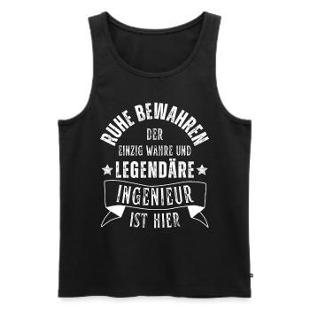 Legendärer Ingenieur ist hier Beruf - Männer Premium Bio Tank Top - Schwarz - Vorne - Michal (187cm)