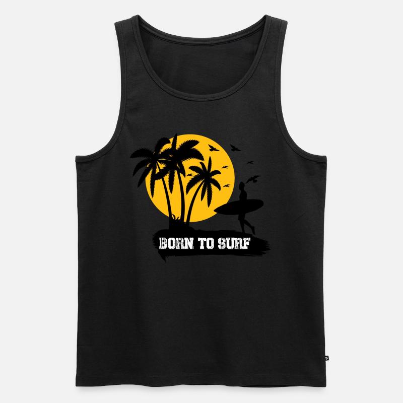 Born to surf - Männer Premium Bio Tank Top - Schwarz