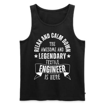 Legendary textile engineer is a profession here - Men's Premium Organic Tank Top - black - Front - AI Model Male 178 light (178cm)