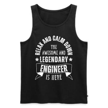 Legendary engineer is a profession here - Men's Premium Organic Tank Top - black - Front - AI Model Male 178 light (178cm)