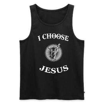 Jesus Christentum Messias Erlöser Gott Spruch - Männer Premium Bio Tank Top - Schwarz - Vorne - Michal (187cm)