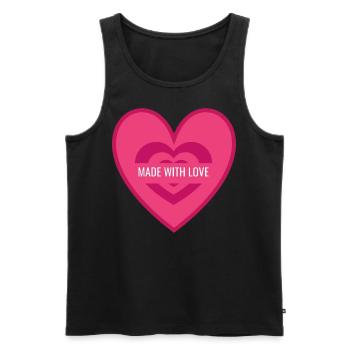 I love clothes / Made with love - Männer Premium Bio Tank Top - Schwarz - Vorne - AI Model Male 178 light (178cm)