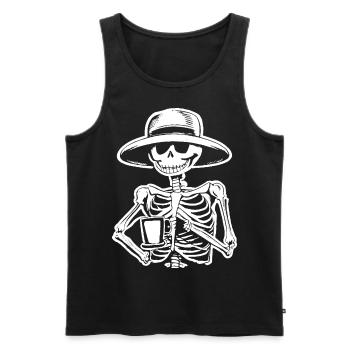 Sarcastic Funny Skeleton Drinking Espresso Coffee - Men's Premium Organic Tank Top - black - Front - AI Model Male 178 light (178cm)