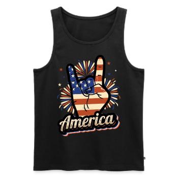 America Hand 4 juillet Amerika USA Rock’n’Roll - Débardeur bio Premium Homme - noir - Devant - Michal (187cm)