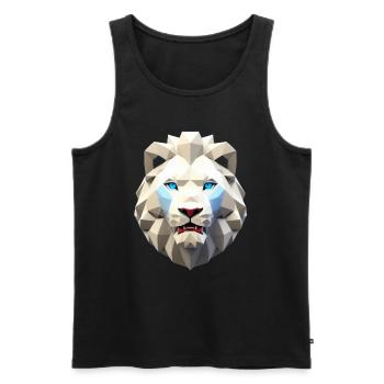 weißer Löwe mit blauen Augen - Männer Premium Bio Tank Top - Schwarz - Vorne - AI Model Male 178 light (178cm)