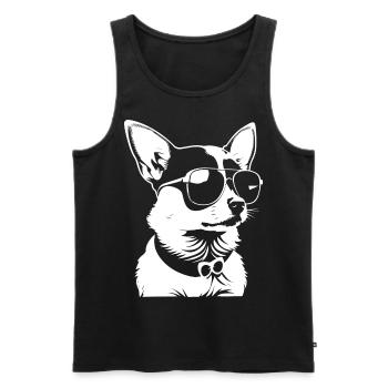Chihuahua drôle portant des lunettes de soleil Chihuahuas - Débardeur bio Premium Homme - noir - Devant - Michal (187cm)