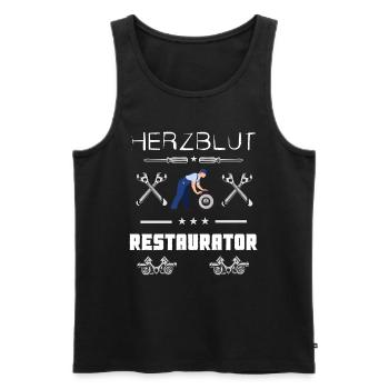 Herzblut Restaurator Mechaniker Schrauber Bastler - Männer Premium Bio Tank Top - Schwarz - Vorne - Michal (187cm)