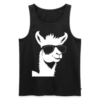 Funny Alpaca Wearing Sunglasses Cool Alpacas - Men's Premium Organic Tank Top - black - Front - Michal (187cm)