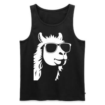 Funny Llama Wearing Sunglasses Cool Llamas - Men's Premium Organic Tank Top - black - Front - Michal (187cm)