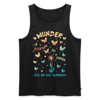 Wunder fliegen zu denen, die an sie glauben - Mut - Männer Premium Bio Tank Top - Schwarz - Vorne - Michal (187cm)