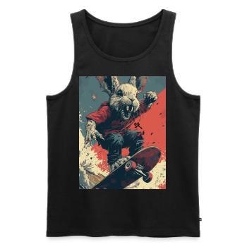 Creepy Bunny - Skull, Skelett, Totenkopf, Skater - Männer Premium Bio Tank Top - Schwarz - Vorne - Michal (187cm)
