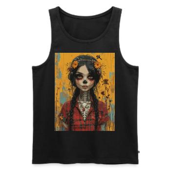 The Woman - Skull, Totenkopf, Pentagramm - Männer Premium Bio Tank Top - Schwarz - Vorne - Michal (187cm)