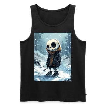 Skull in the snow - Totenkopf, Skelett - Männer Premium Bio Tank Top - Schwarz - Vorne - AI Model Male 178 light (178cm)