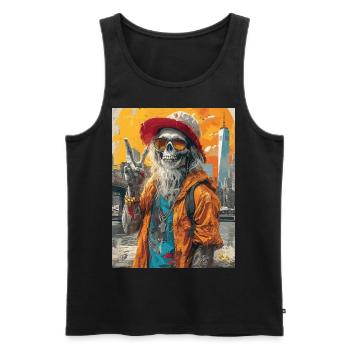 Freaky World - Skull, Totenkopf - Männer Premium Bio Tank Top - Schwarz - Vorne - AI Model Male 178 light (178cm)