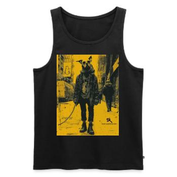 Freaky World - Dog Face, Skull, Totenkopf - Männer Premium Bio Tank Top - Schwarz - Vorne - AI Model Male 178 light (178cm)