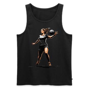 Handballerin Streetwear Ikonischer Style - Männer Premium Bio Tank Top - Schwarz - Vorne - AI Model Male 178 light (178cm)