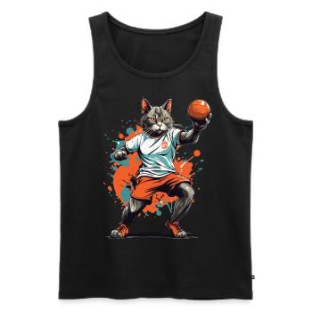 Handball Cat Ball Sports Streetwear Style - Débardeur bio Premium Homme - noir - Devant - Michal (187cm)