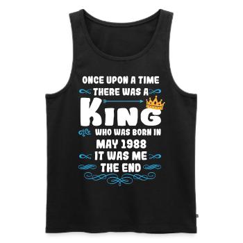 Es war einmal ein König. Mai 1988 Geburtstag - Männer Premium Bio Tank Top - Schwarz - Vorne - Michal (187cm)