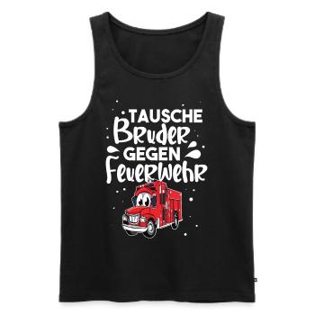 Tausche Bruder Gegen Feuerwehr - Männer Premium Bio Tank Top - Schwarz - Vorne - Michal (187cm)