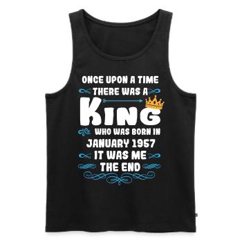Once upon a time there was a king. January 1957 Birthday - Men's Premium Organic Tank Top - black - Front - AI Model Male 178 light (178cm)