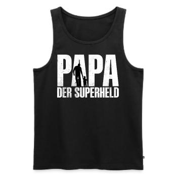 PAPA DER SUPERHELD Schön, dass es dich gibt! - Männer Premium Bio Tank Top - Schwarz - Vorne - Michal (187cm)