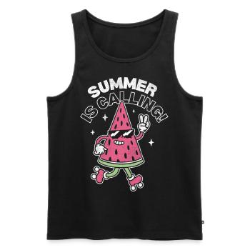 Summer is Calling - Men's Premium Organic Tank Top - black - Front - Michal (187cm)