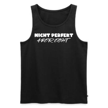 Nicht perfekt aber echt - Männer Premium Bio Tank Top - Schwarz - Vorne - AI Model Male 178 light (178cm)
