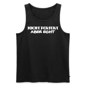 Nicht perfekt aber echt - Männer Premium Bio Tank Top - Schwarz - Vorne - AI Model Male 178 light (178cm)