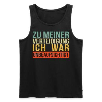 Zu Meiner Verteidigung Lustige Sprüche - Männer Premium Bio Tank Top - Schwarz - Vorne - Michal (187cm)