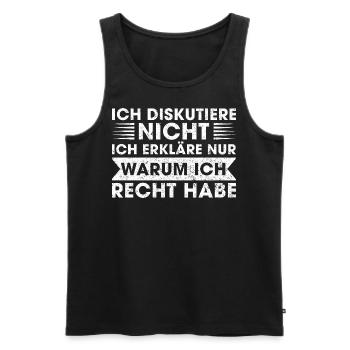 Ich diskutiere nicht , Witzige Humorvolle Sprüche - Männer Premium Bio Tank Top - Schwarz - Vorne - AI Model Male 178 light (178cm)
