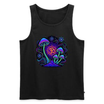 Goa Mushrooms - Psytrance und Goa Party - Männer Premium Bio Tank Top - Schwarz - Vorne - Michal (187cm)