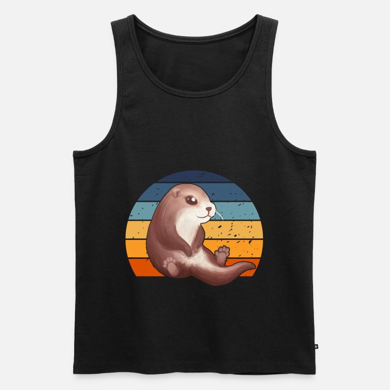 Süßer Retro Otter - Männer Premium Bio Tank Top - Schwarz