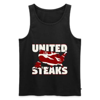 United Stakes United States Steak Humor - Men's Premium Organic Tank Top - black - Front - Michal (187cm)
