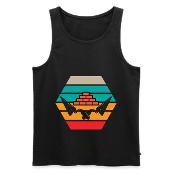 Maurer Retro - Männer Premium Bio Tank Top - Schwarz - Vorne - Michal (187cm)