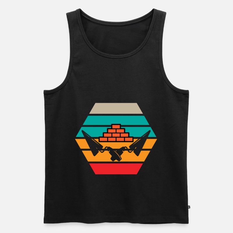 Maurer Retro - Männer Premium Bio Tank Top - Schwarz