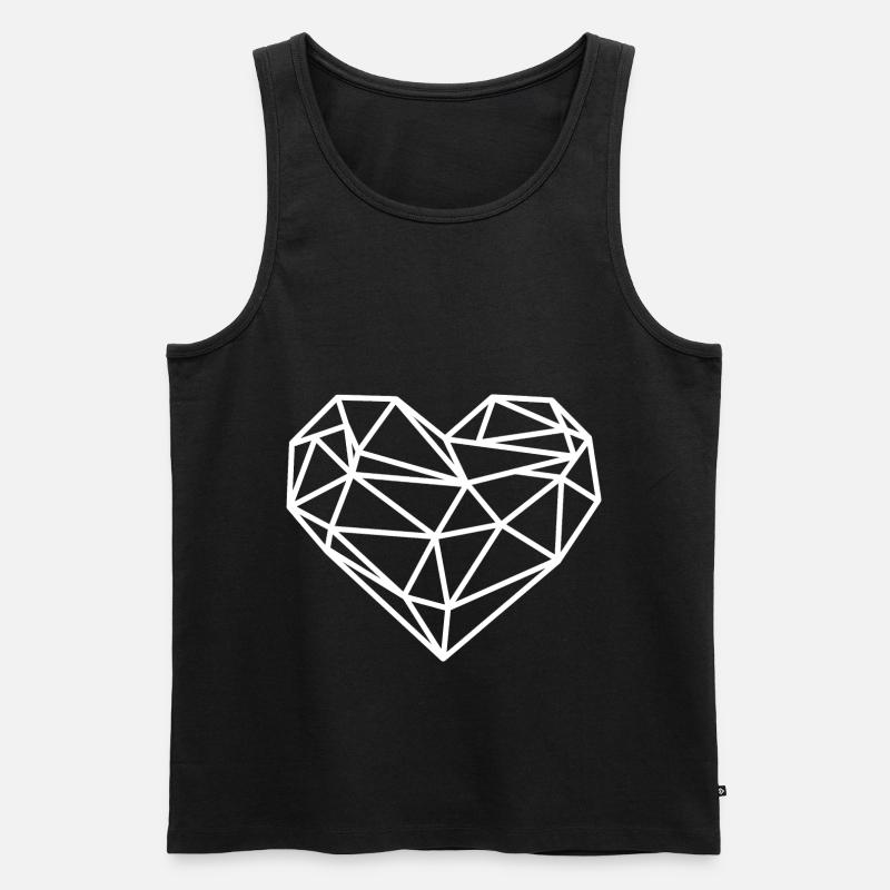 Herz Geometrisch Linien - Männer Premium Bio Tank Top - Schwarz
