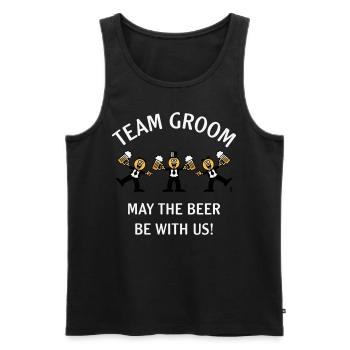 Team Groom (Caricature / Bière avec nous / 3C / W) - Débardeur bio Premium Homme - noir - Devant - Michal (187cm)