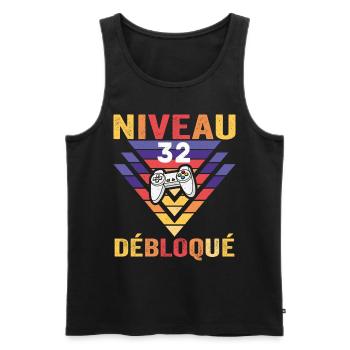 Level 32 Freigeschaltet Geschenk 32 Jahre Gamer Geek Lustig - Männer Premium Bio Tank Top - Schwarz - Vorne - AI Model Male 178 light (178cm)