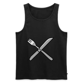 Couverts couteau fourchette cuisine - Débardeur bio Premium Homme - noir - Devant - AI Model Male 178 light (178cm)