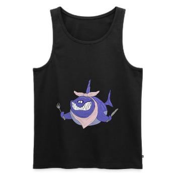 Requin très affamé - Débardeur bio Premium Homme - noir - Devant - AI Model Male 178 light (178cm)