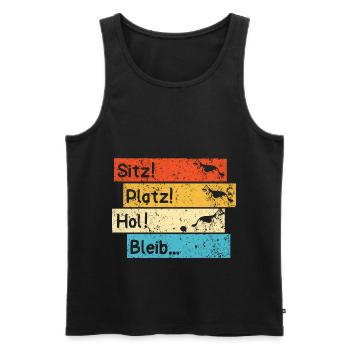 Sitz Platz Hol Bleib deutscher Schäferhund - Männer Premium Bio Tank Top - Schwarz - Vorne - AI Model Male 178 light (178cm)