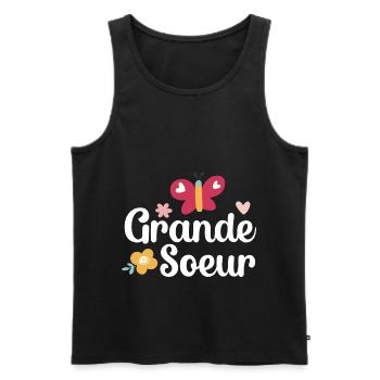 Grande Sœur Licorne Sœur Aînée - Débardeur bio Premium Homme - noir - Devant - Michal (187cm)