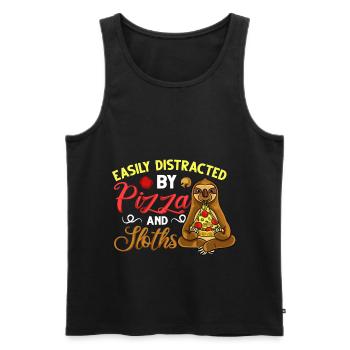Sloth Pizza Delivery Pizzeria Italian - Men's Premium Organic Tank Top - black - Front - AI Model Male 178 light (178cm)