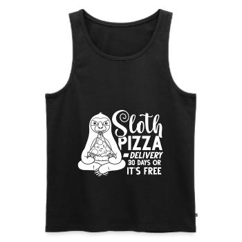 Sloth Pizza Delivery Pizzeria Italian - Men's Premium Organic Tank Top - black - Front - AI Model Male 178 light (178cm)