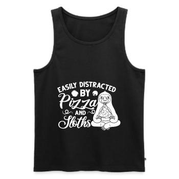 Sloth Pizza Delivery Pizzeria Italian - Men's Premium Organic Tank Top - black - Front - AI Model Male 178 light (178cm)