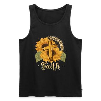 Religiöse Sonnenblumenkreuz christlicher Glaube - Männer Premium Bio Tank Top - Schwarz - Vorne - Michal (187cm)