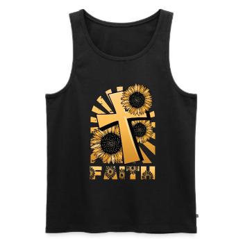 Religiöse Sonnenblumenkreuz christlicher Glaube - Männer Premium Bio Tank Top - Schwarz - Vorne - Michal (187cm)